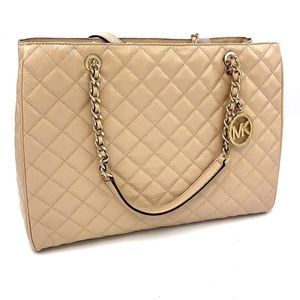 Michael Kors 35H6GAHT4A Oyster Susannah XL Womens Leather Tote New with …